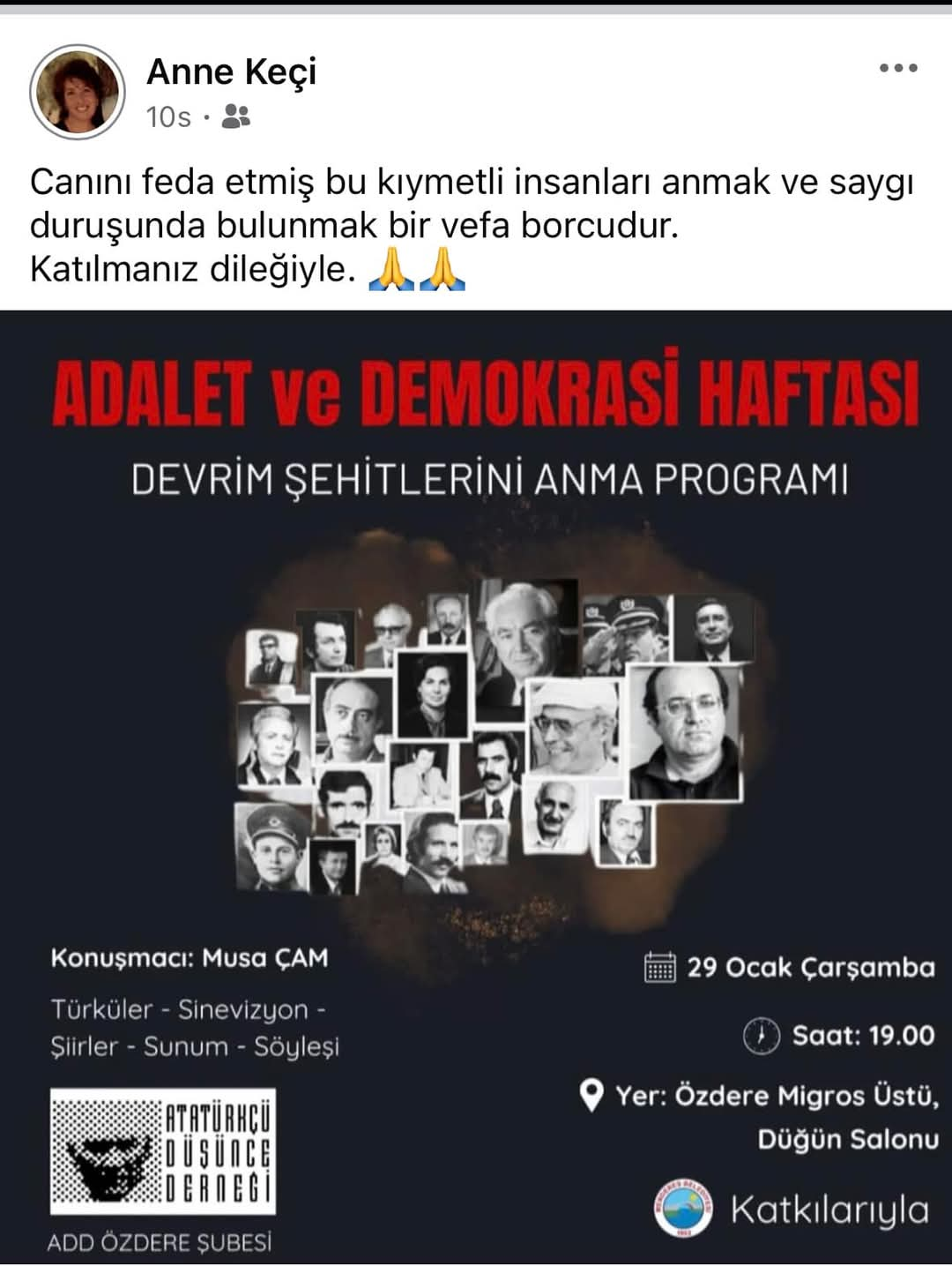 ADD " ADALET VE DEMOKRASİ ŞEHİTLERİNİ SAYGIYLA ANIYORUZ "